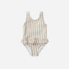 Rylee + Cru Grey Stripe Skirted One-Piece Swimsuit