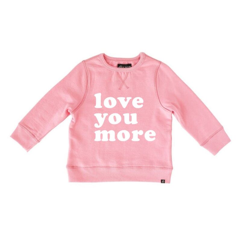 Lola & Taylor Love You More Raglan Crew Neck Sweatshirt in Wild Rose