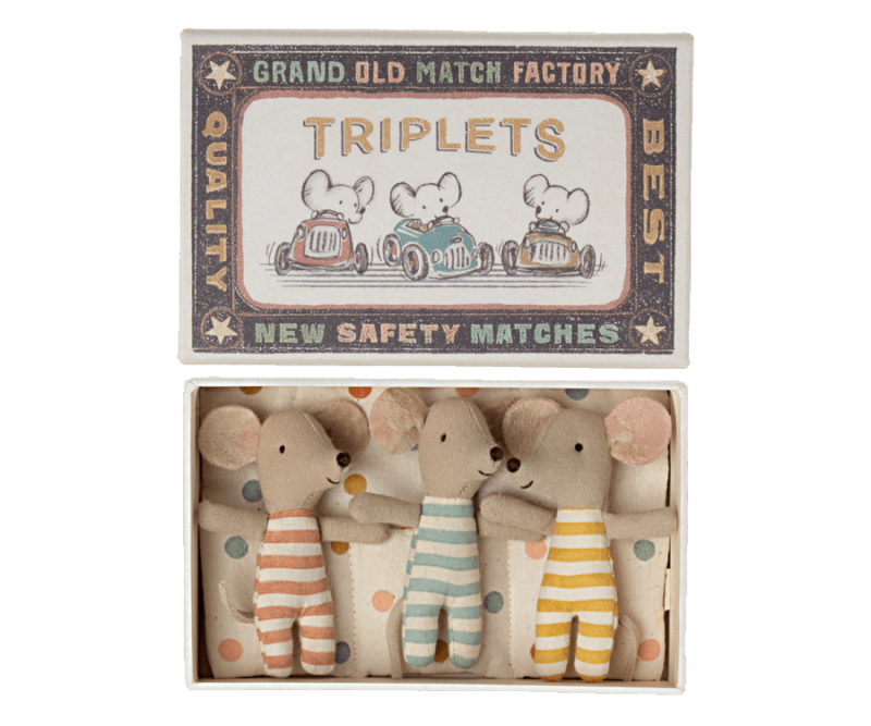 Maileg Baby Mice Triplets in Matchbox