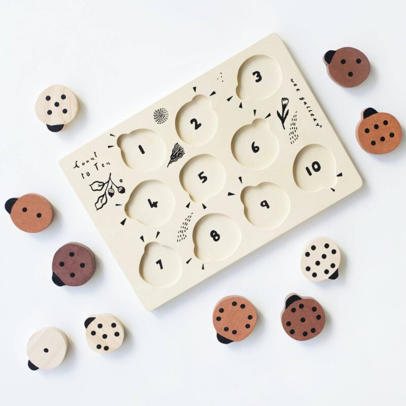 Wee Gallery Count to 10 Ladybugs Wooden Tray Puzzle