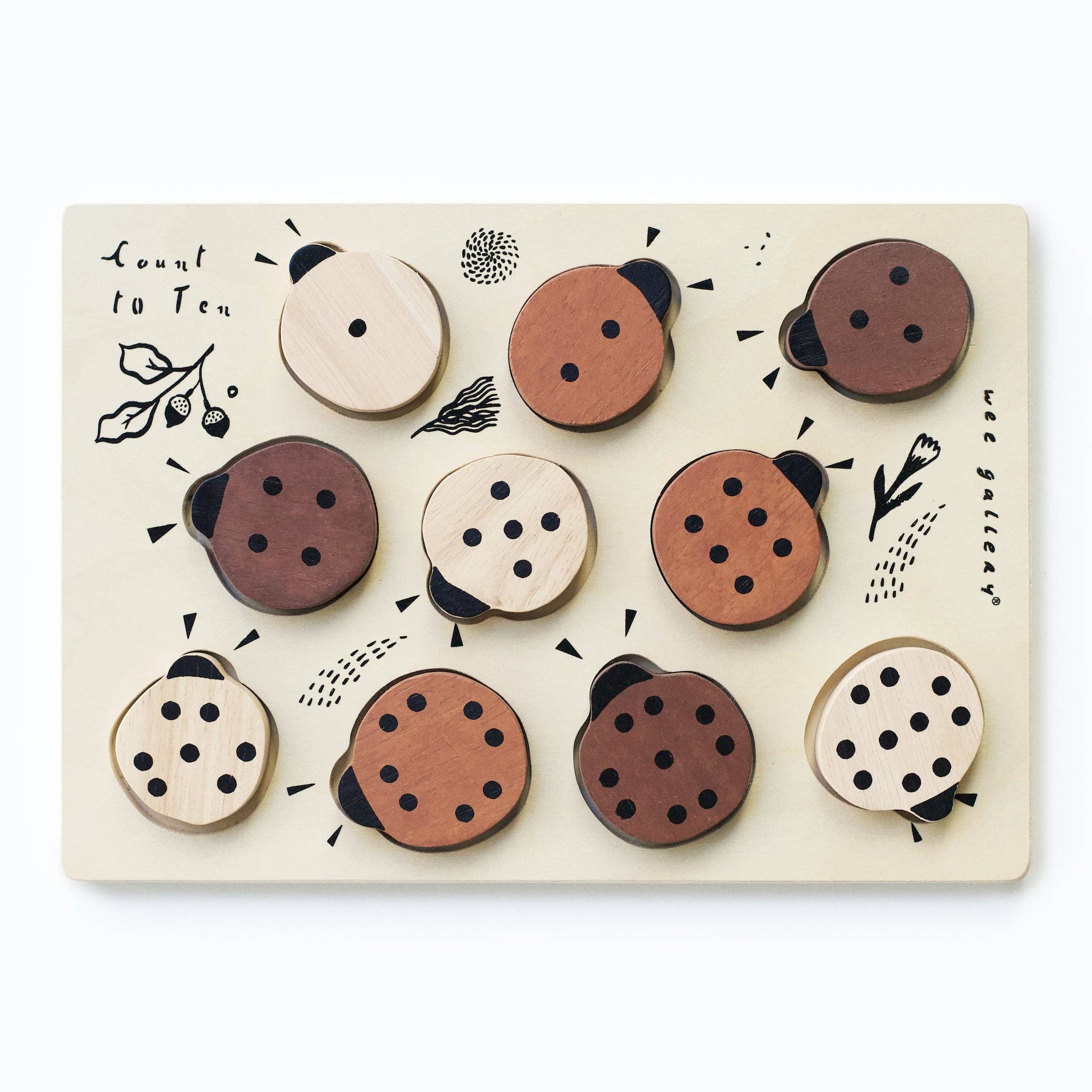 Wee Gallery Count to 10 Ladybugs Wooden Tray Puzzle