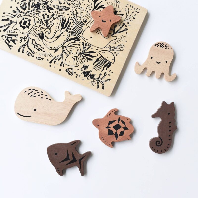 Wee Gallery Ocean Animals Wooden Tray Puzzle