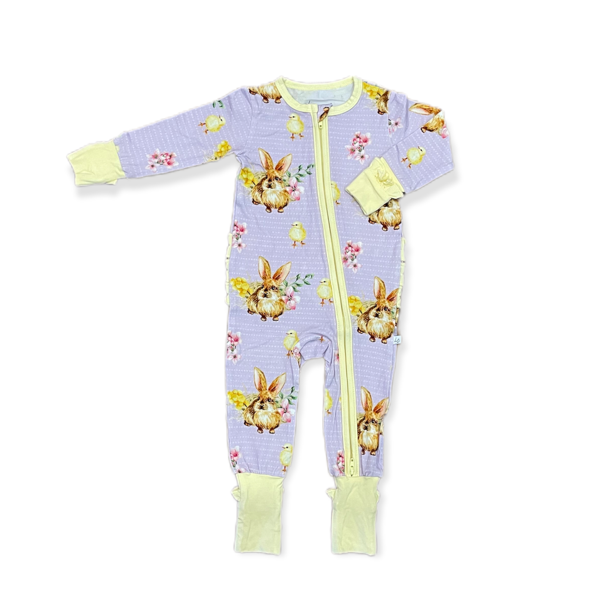 Laree + Co Easter Ruffled Bamboo Viscose Convertible Footie
