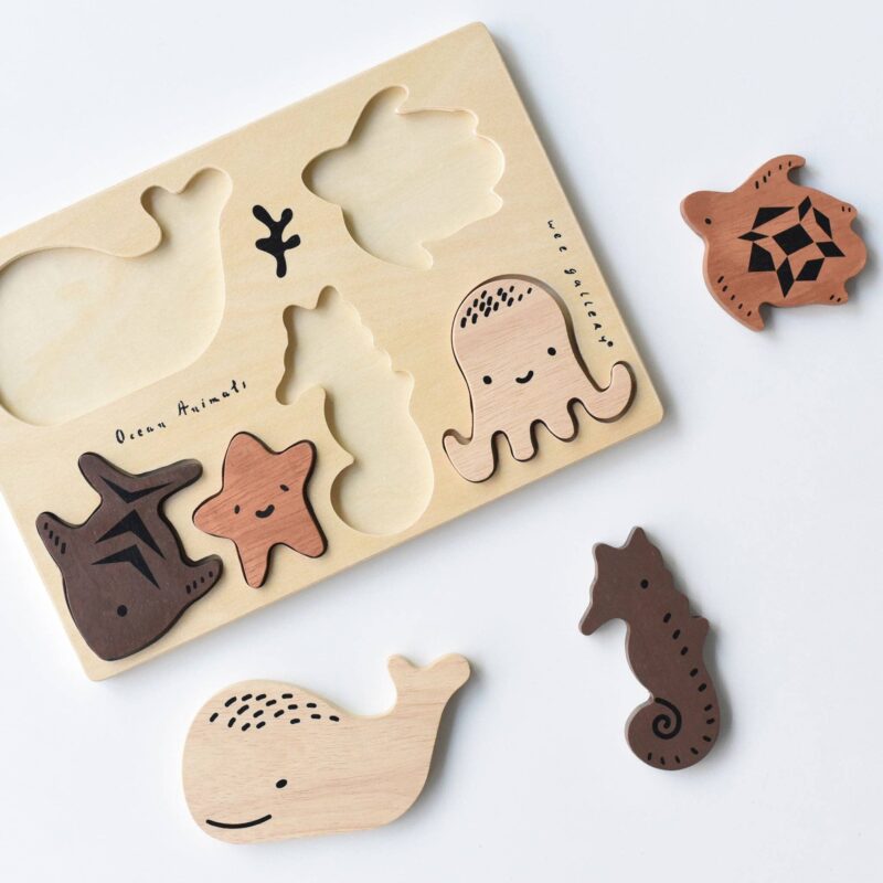 Wee Gallery Ocean Animals Wooden Tray Puzzle