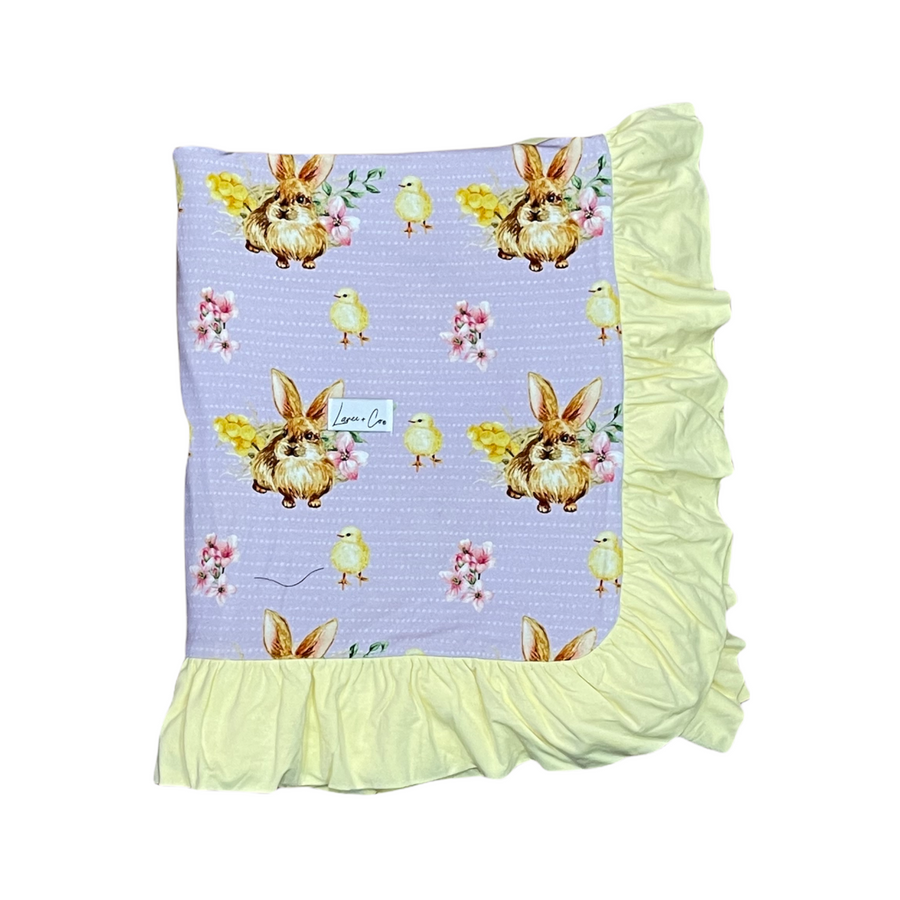 Laree + Co Easter Bunnies Ruffled Bamboo Viscose Toddler Blanket