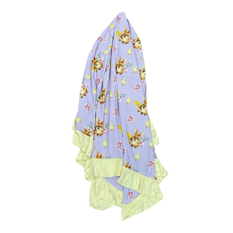 Laree + Co Easter Bunnies Ruffled Bamboo Viscose Toddler Blanket