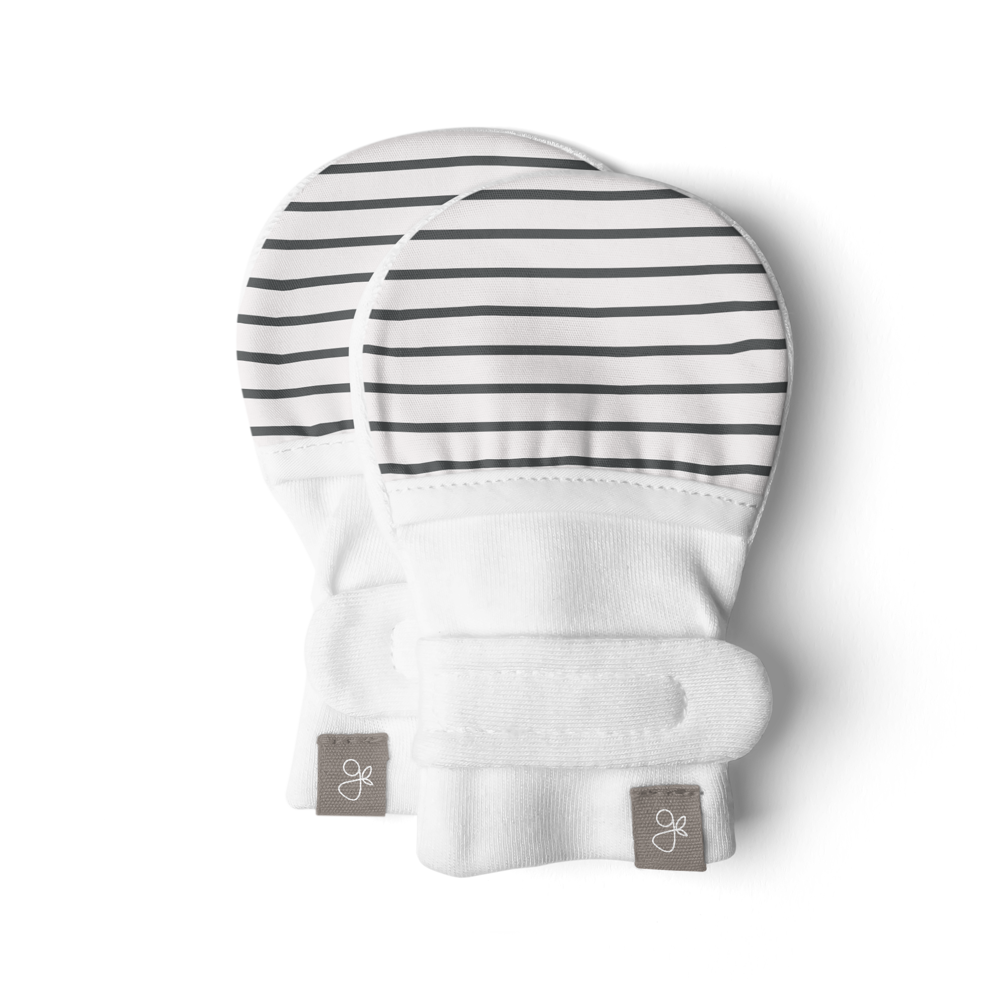 goumi Stripe Gray Bamboo Organic Cotton Stay-On Mitts