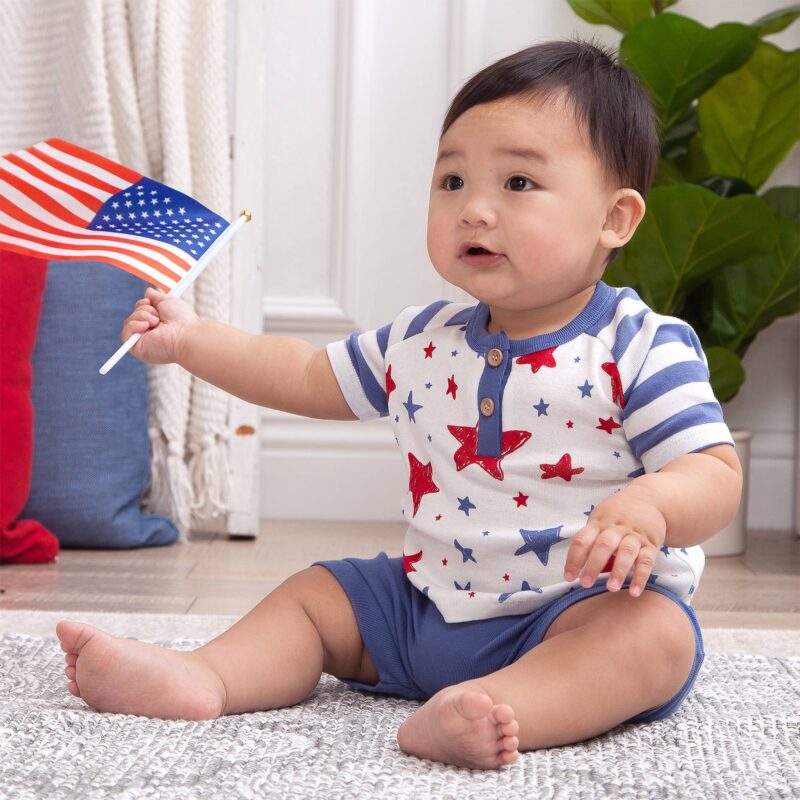 Tesa Babe Stars and Stripes Shirt and Shorts Outfit Set