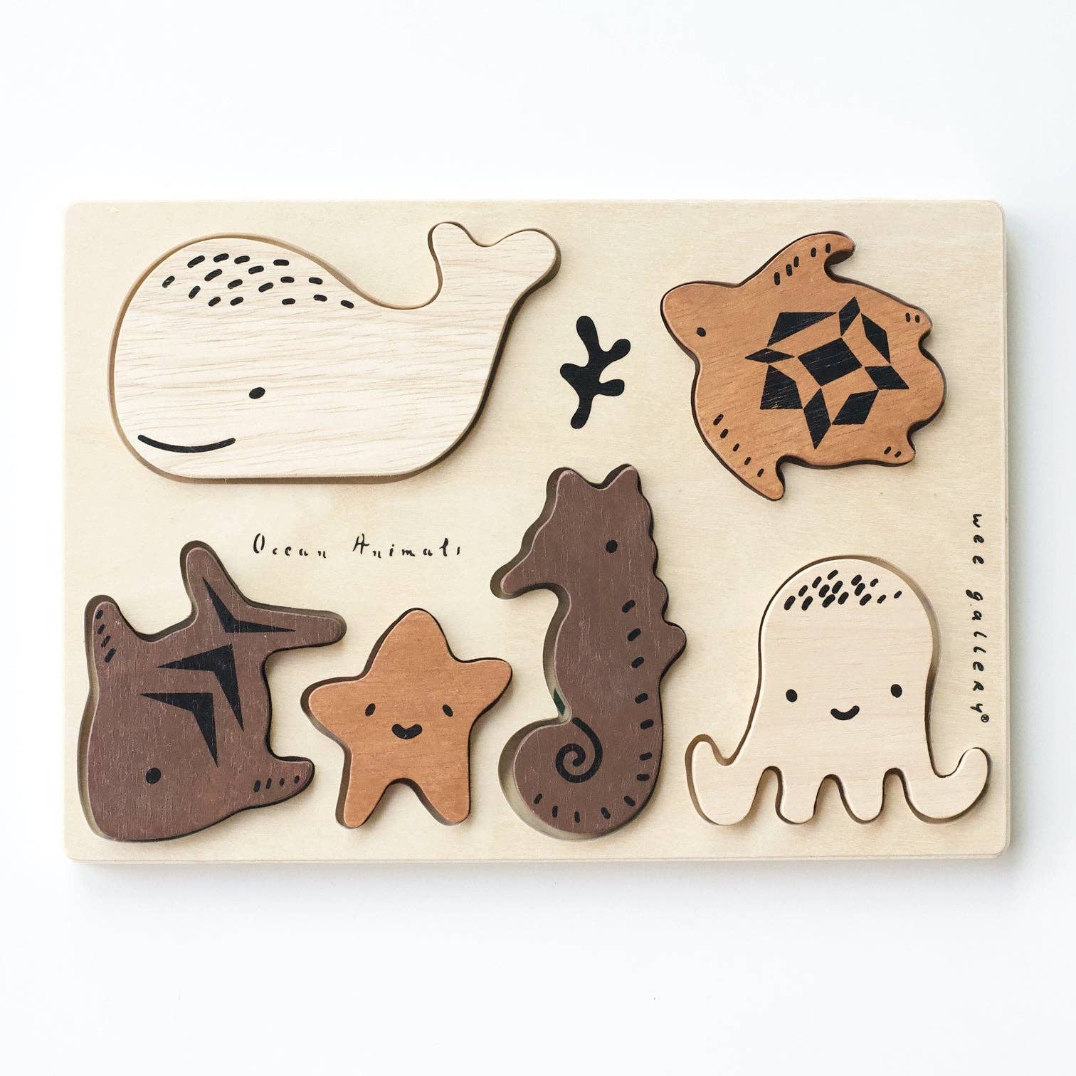 Wee Gallery Ocean Animals Wooden Tray Puzzle