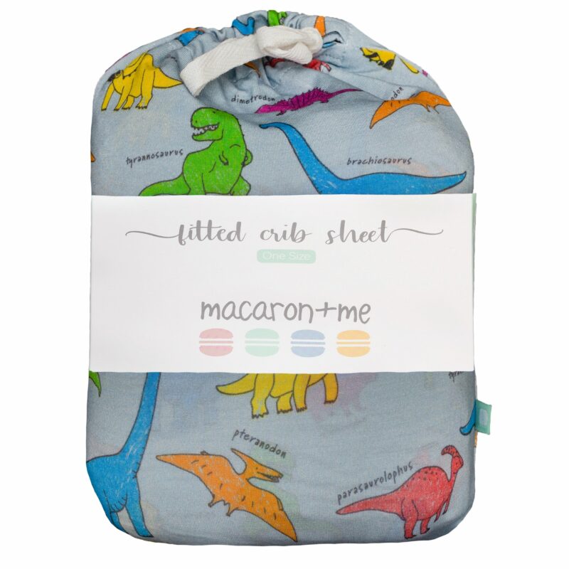 macaron + me Neon Dinos Bamboo Viscose Crib Sheet