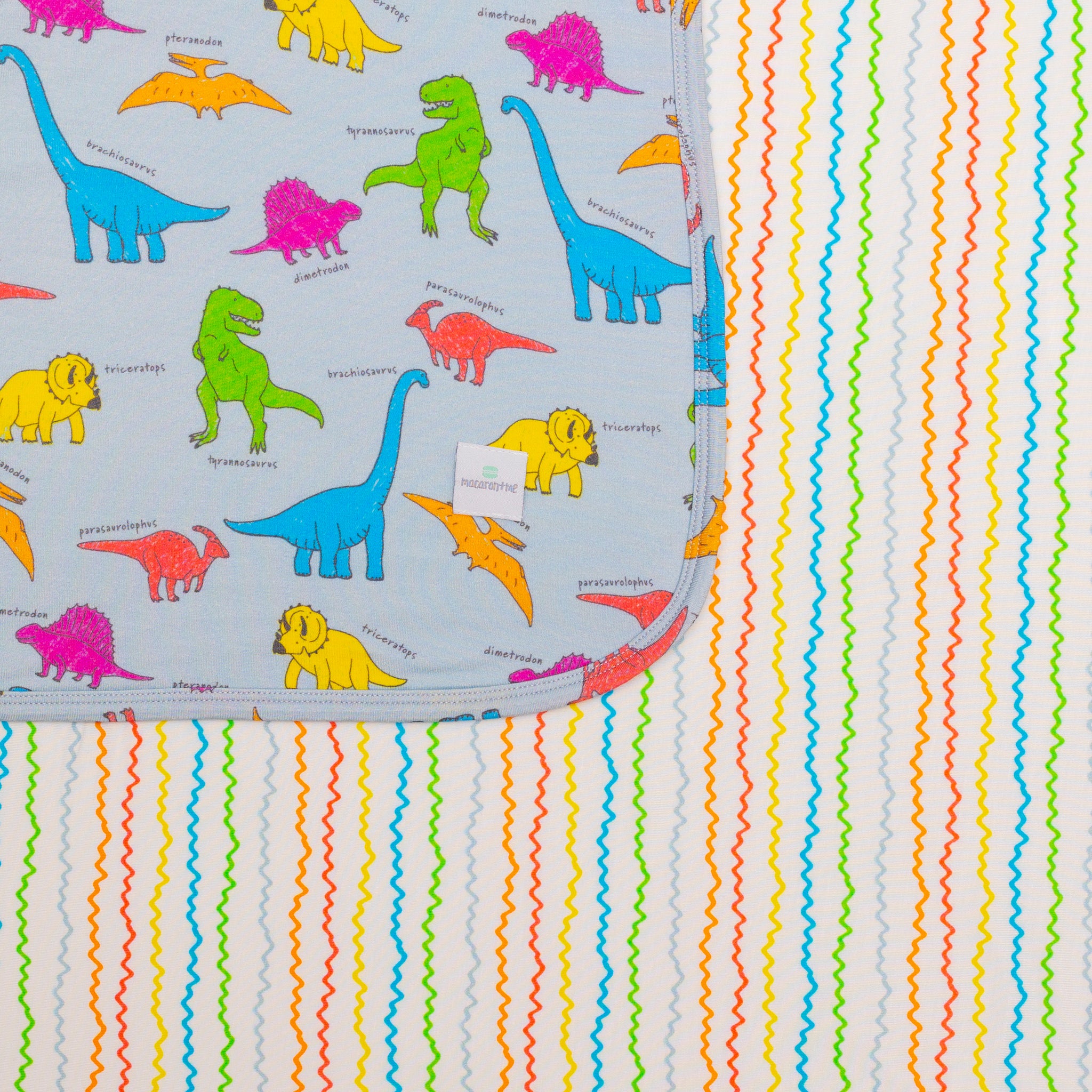 macaron + me Neon Dinos Bamboo Viscose 3-Layer Blanket