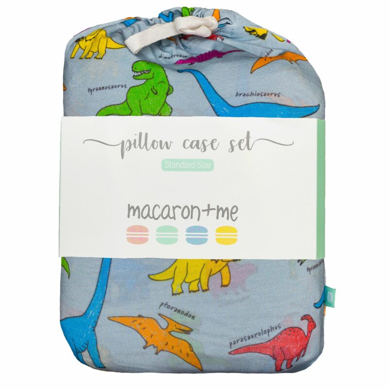 macaron + me Neon Dinos Bamboo Viscose Pillow Case 2-Pack