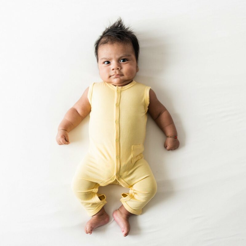 Kyte BABY Sleeveless Snap Romper in Daffodil