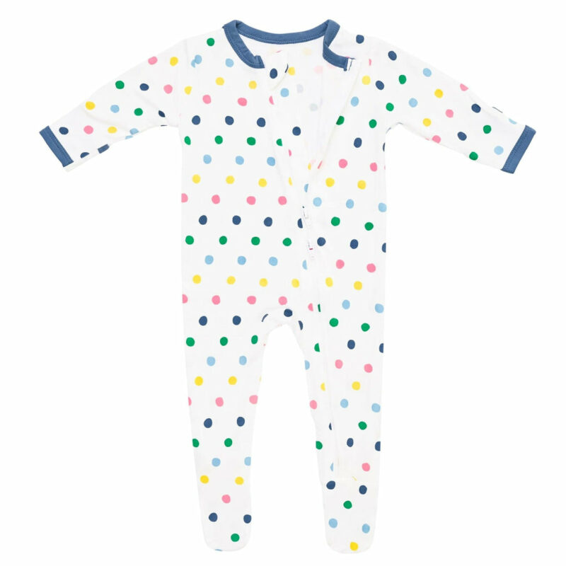 Kyte BABY Zippered Footie in Spring Polka Dots