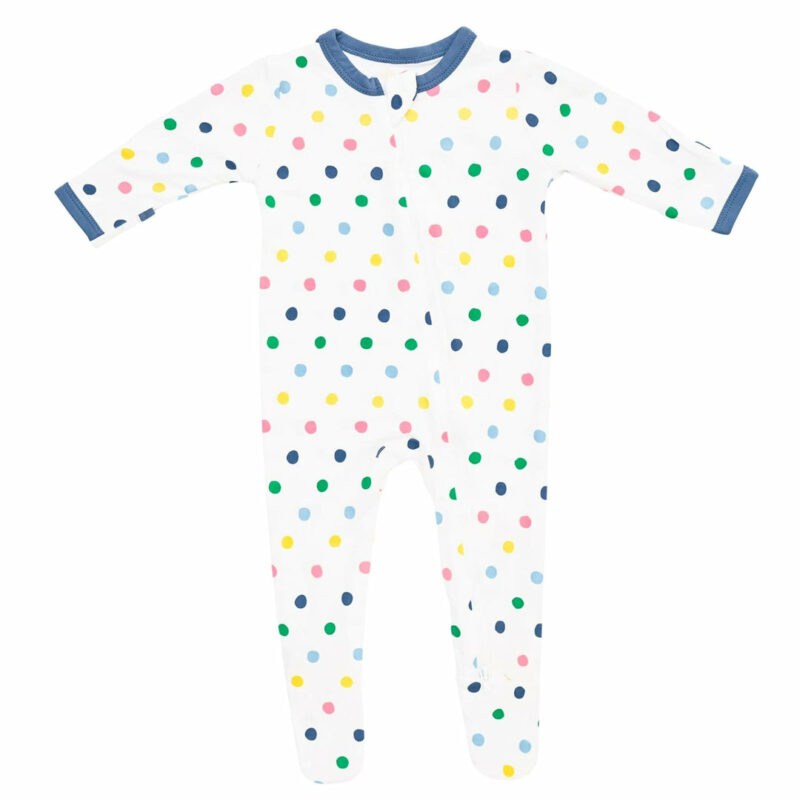 Kyte BABY Zippered Footie in Spring Polka Dots