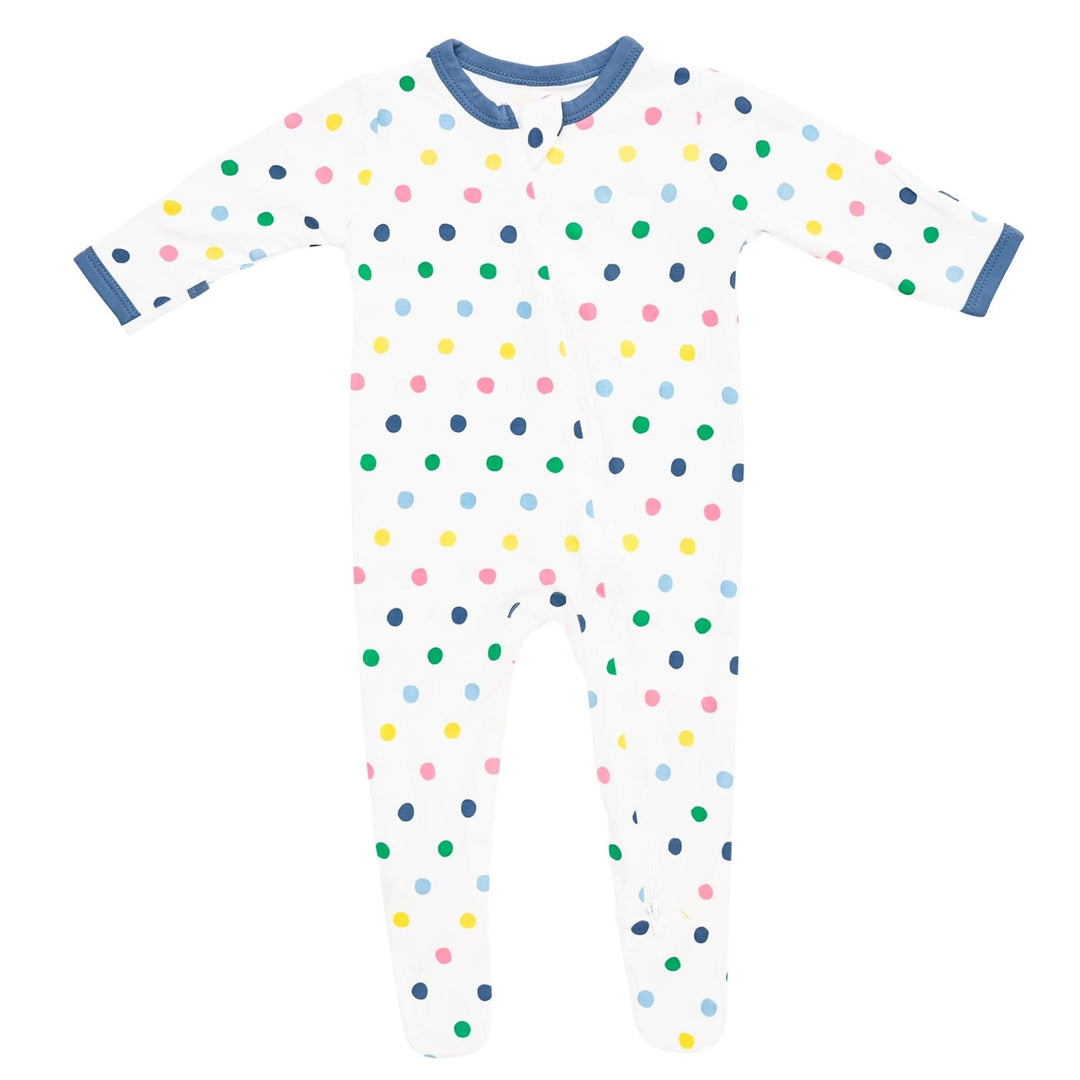 Kyte BABY Zippered Footie in Spring Polka Dots