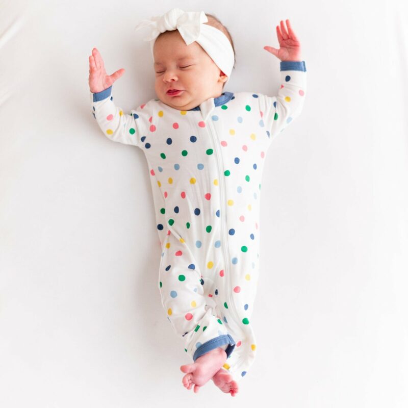 Kyte BABY Zippered Romper in Spring Polka Dots