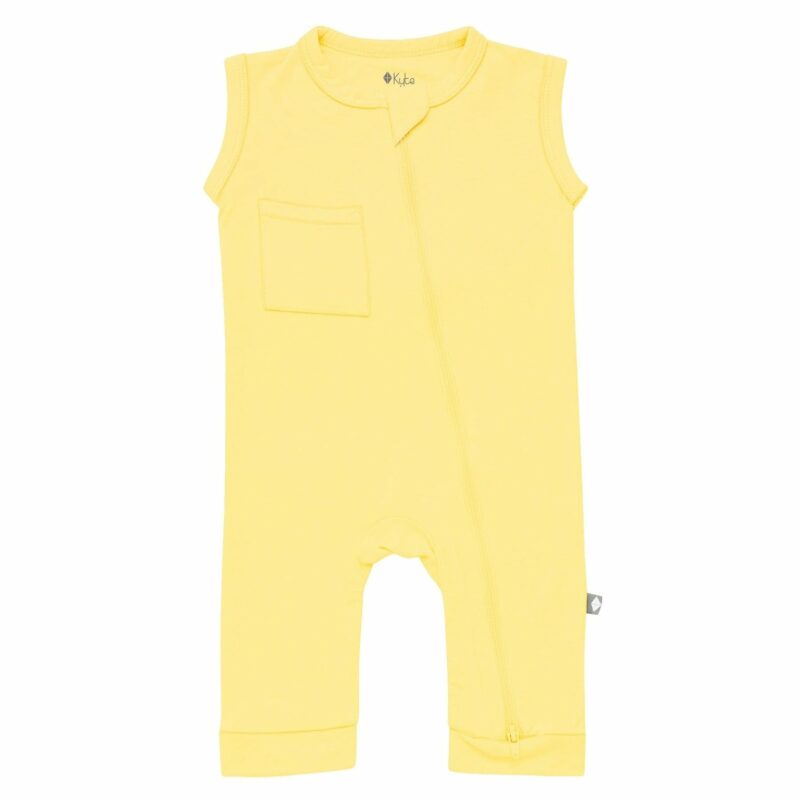 Kyte BABY Sleeveless Zippered Romper in Daffodil