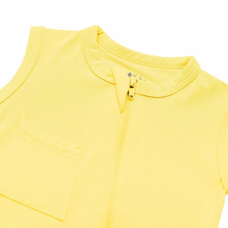 Kyte BABY Sleeveless Zippered Romper in Daffodil