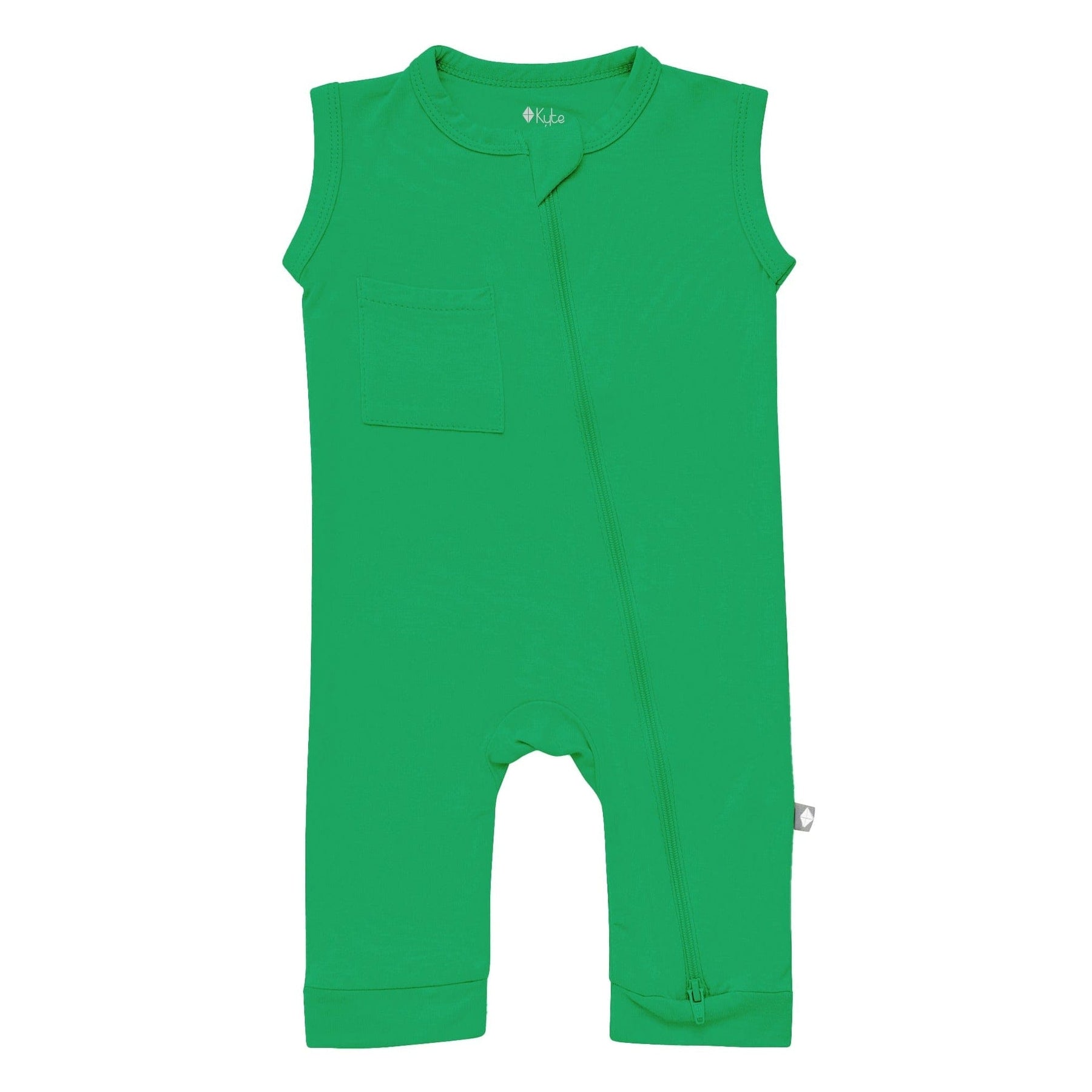 Kyte BABY Sleeveless Zippered Romper in Fern Blossom