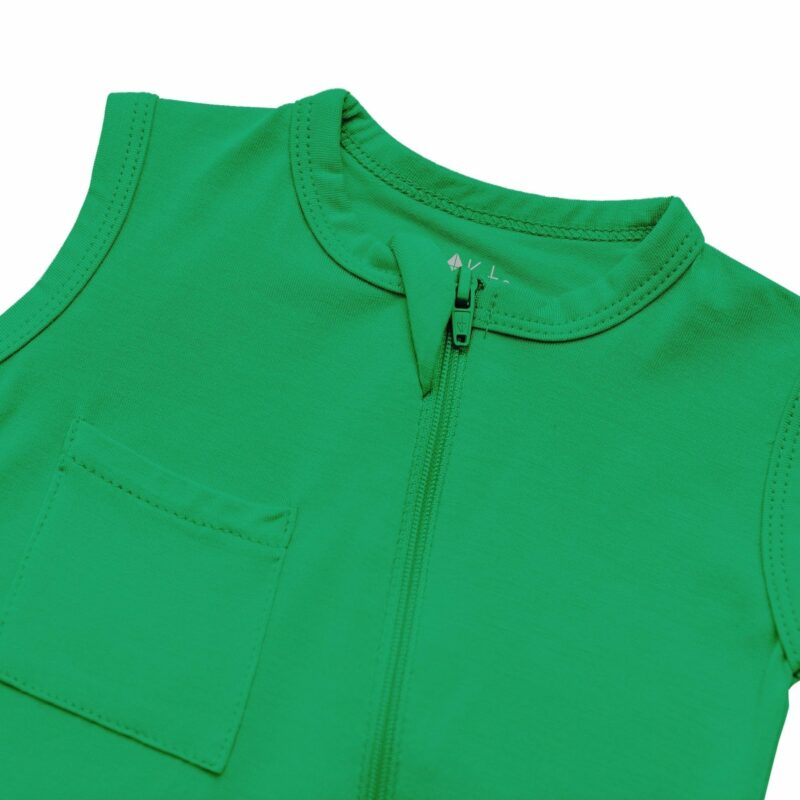 Kyte BABY Sleeveless Zippered Romper in Fern