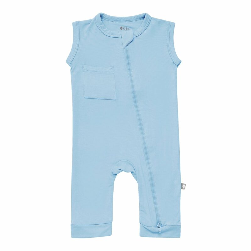 Kyte BABY Sleeveless Zippered Romper in Stream