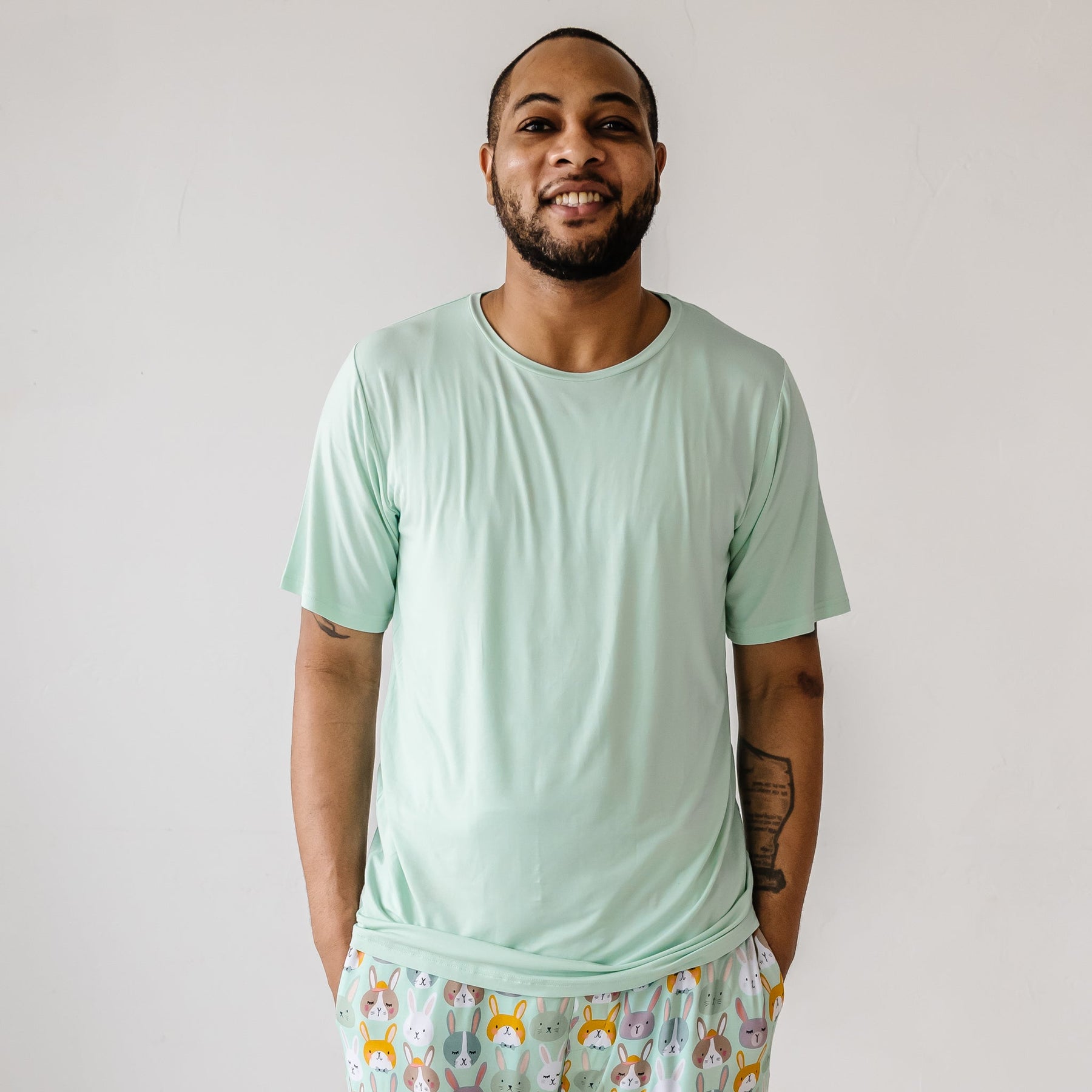 Little Sleepies Rad Rabbits Men s Bamboo Viscose Pajama Top Blossom