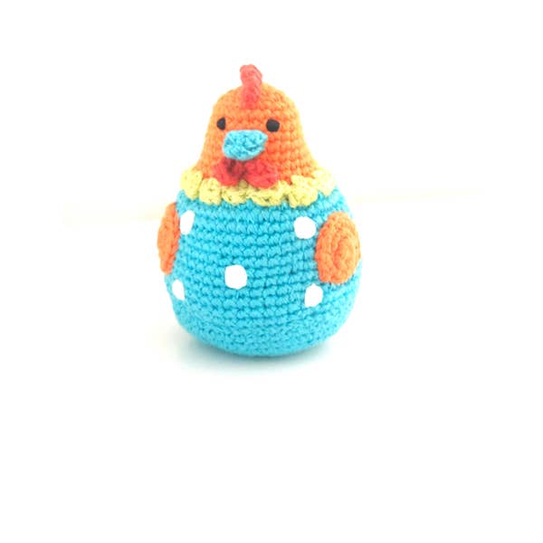 Pebble Chicken Rattle in Turquoise