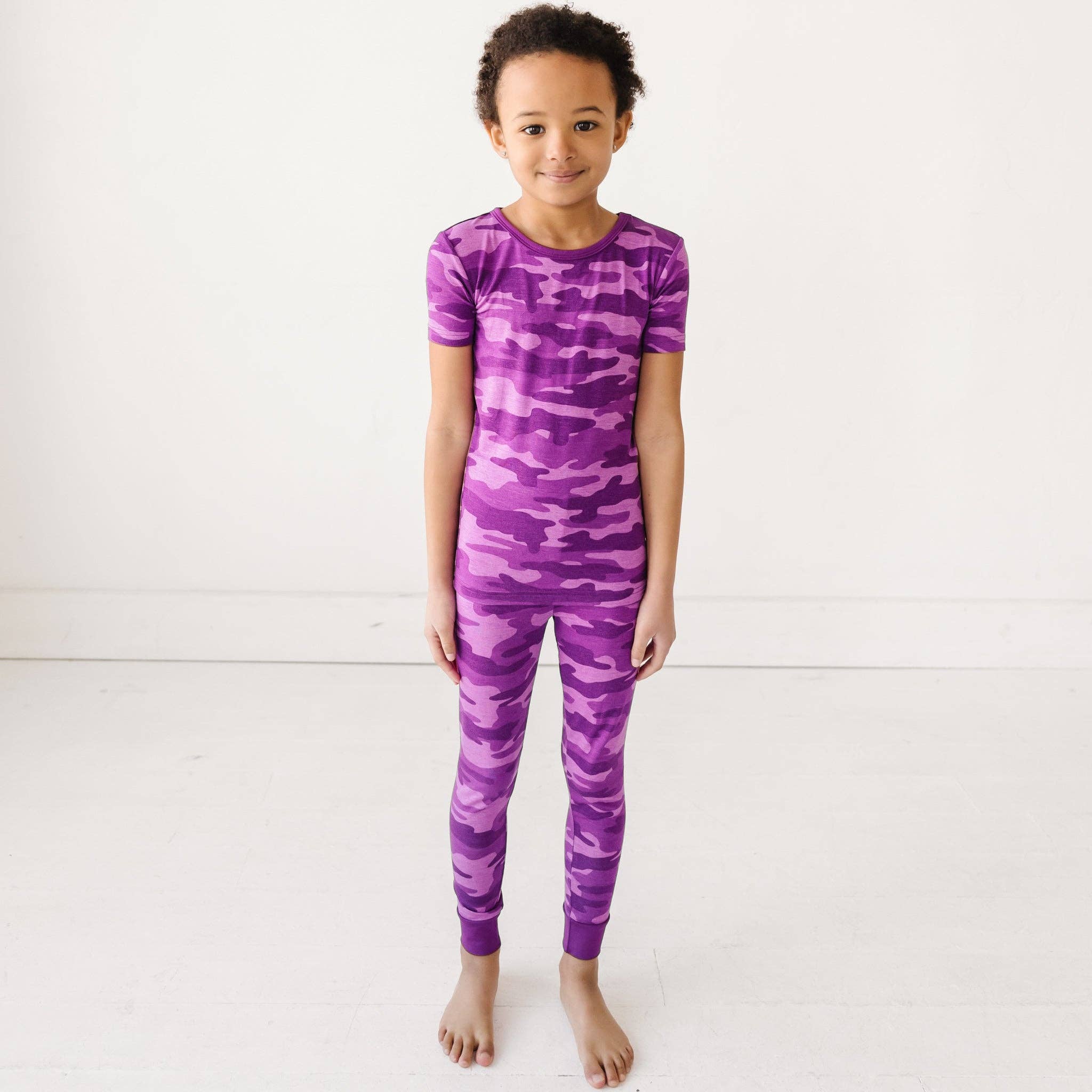 Little Sleepies Berry Camo Bamboo Viscose Short Sleeve Pajama Set Blossom