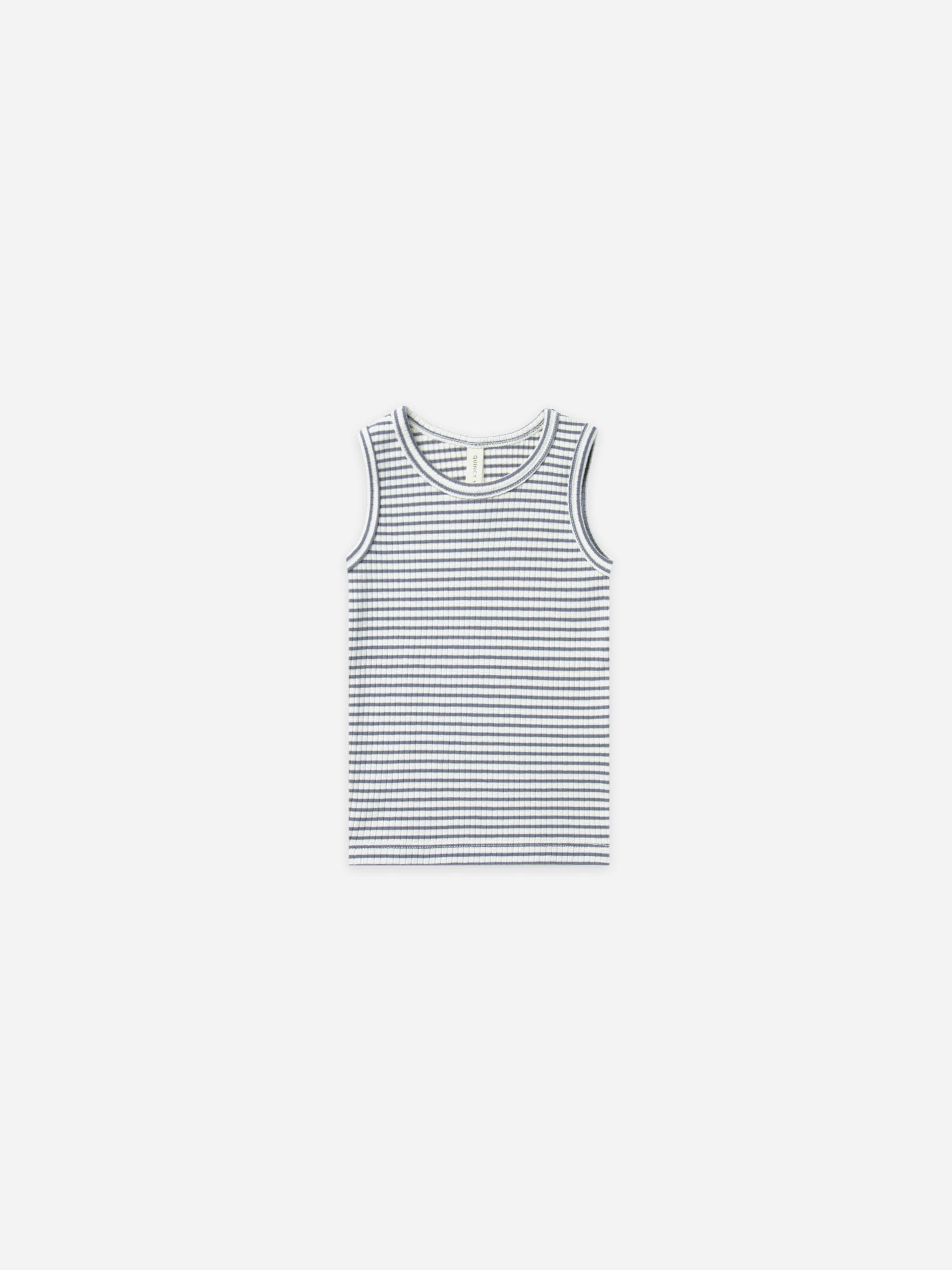 Quincy Mae Indigo Stripe Ribbed Tank Top