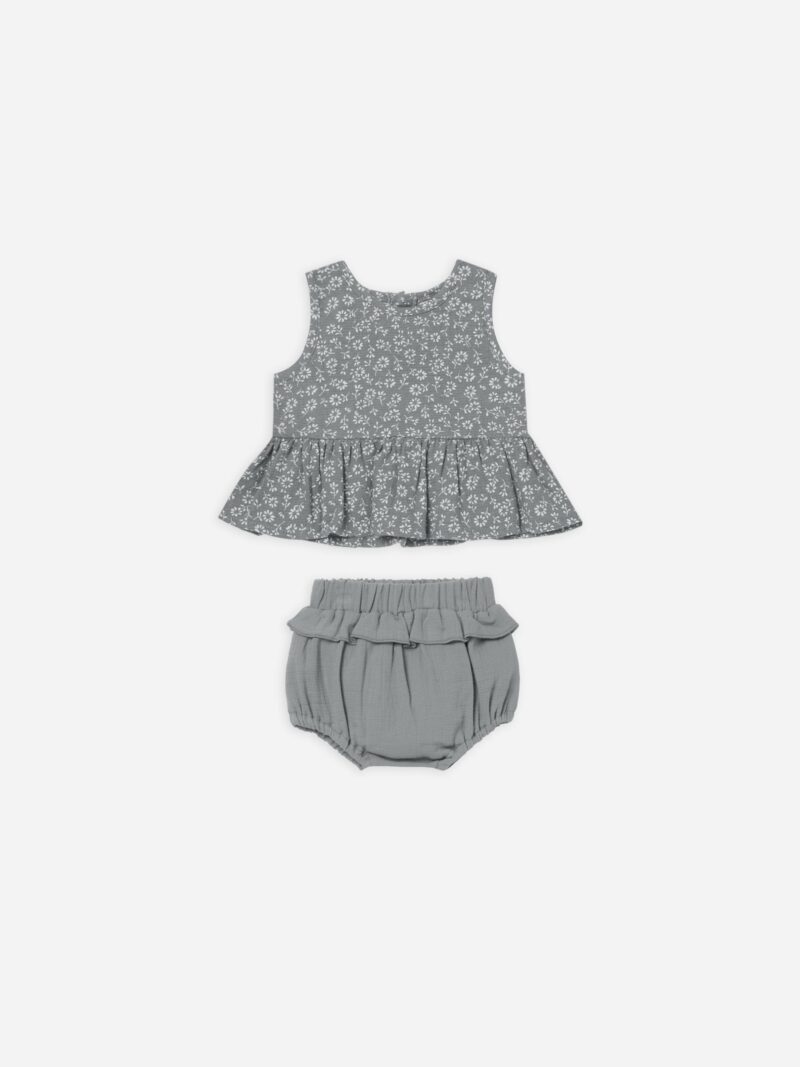 Quincy Mae Indigo Sleeveless Peplum Set Quincy Mae Indigo Sleeveless Peplum Set