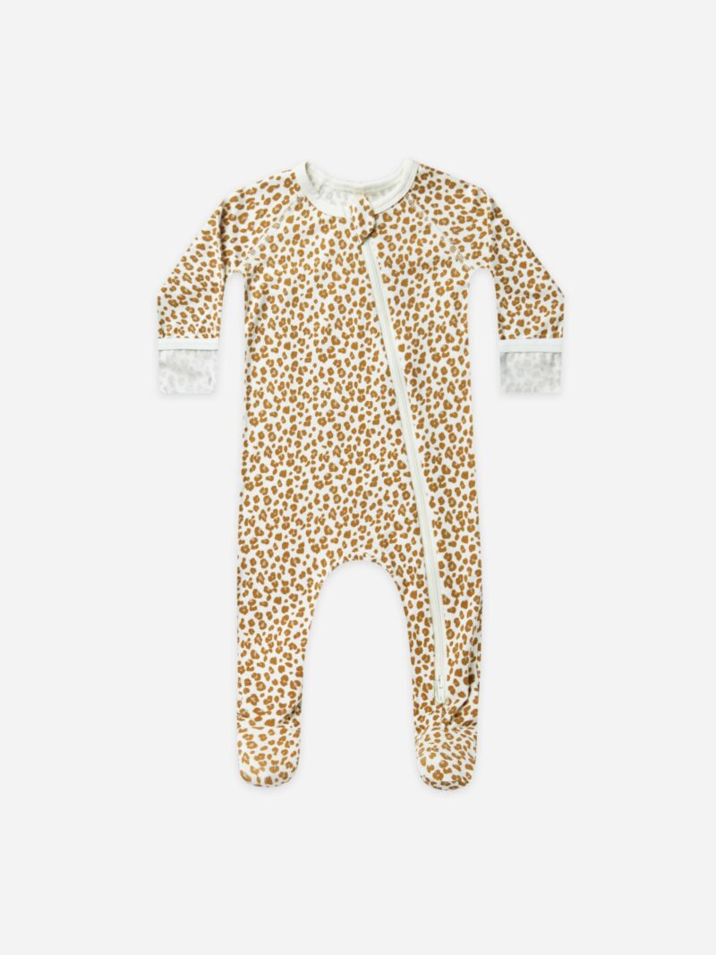 Quincy Mae Cheetah Bamboo Zip Footie