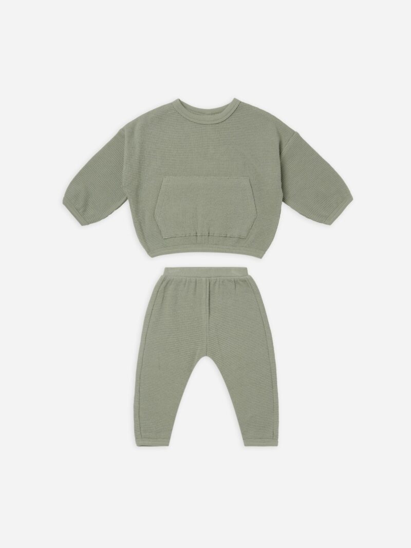 Quincy Mae Spruce Waffle Tee and Pant Set Quincy Mae Spruce Waffle Tee and Pant Set