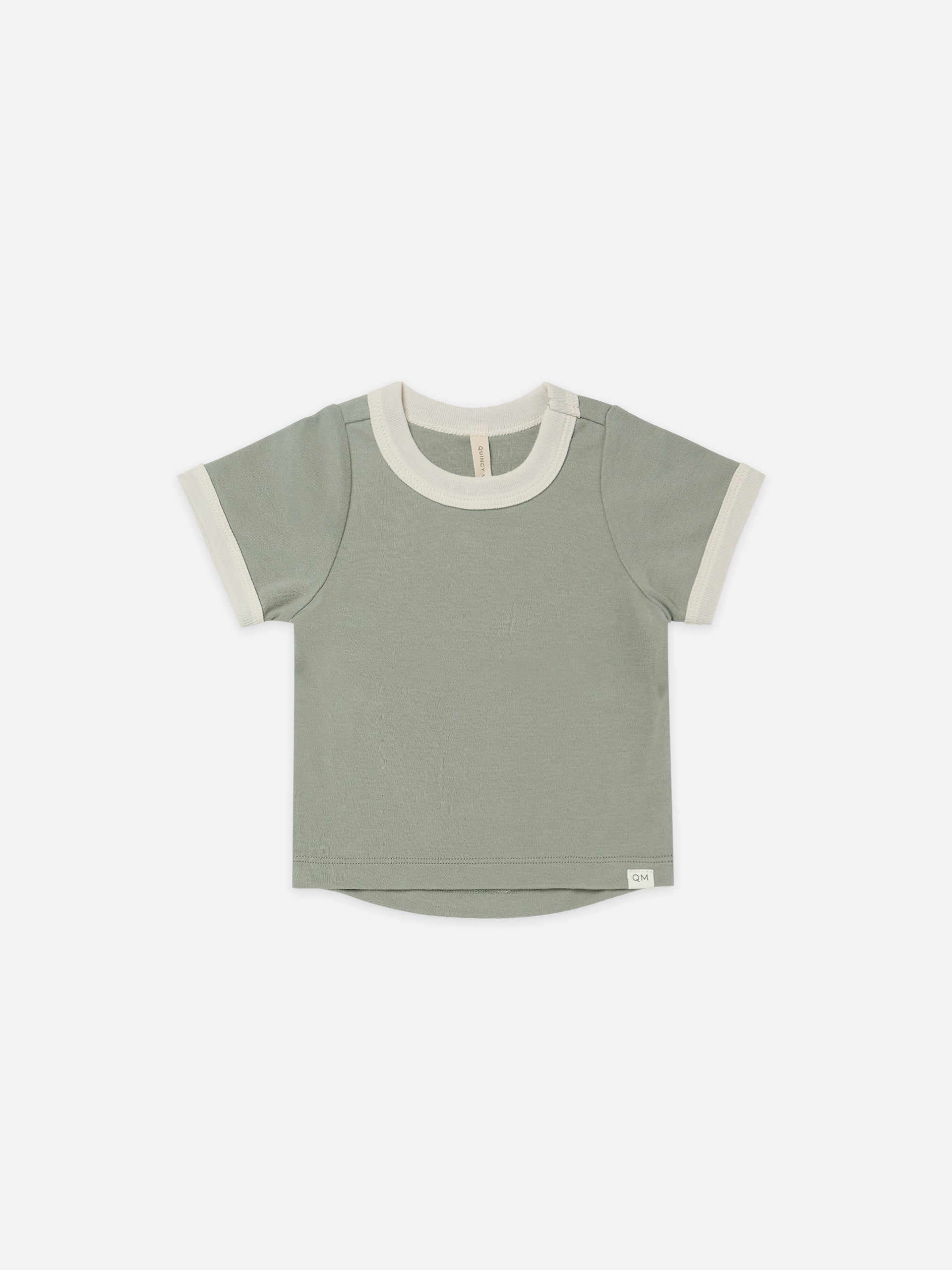 Quincy Mae Spruce Ringer Tee