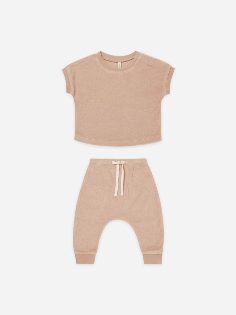 Quincy Mae Blush Terry Tee + Pant Set