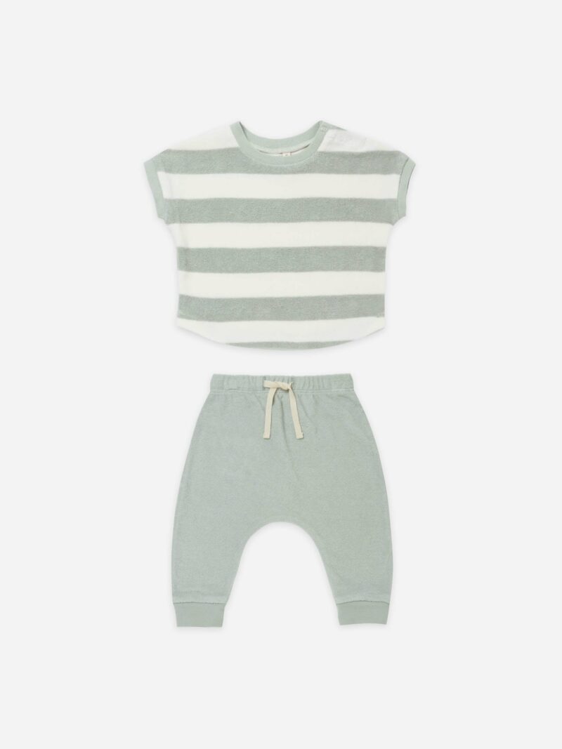 Quincy Mae Sky Stripe Terry Tee + Pant Set