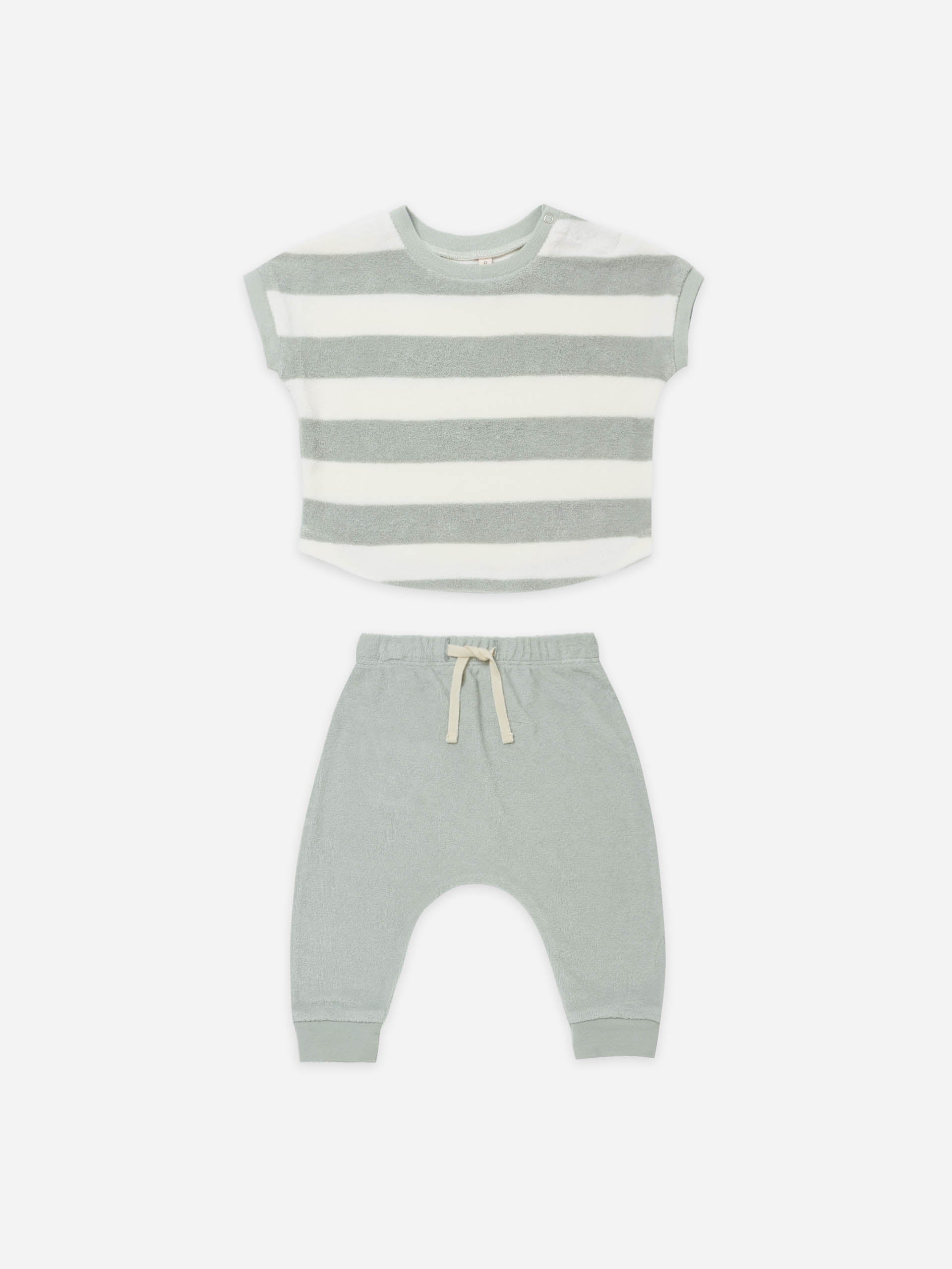 Quincy Mae Sky Stripe Terry Tee + Pant Set