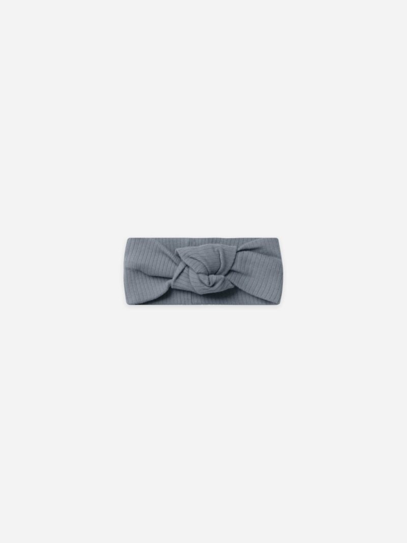Quincy Mae Washed Indigo Ribbed Knotted Headband
