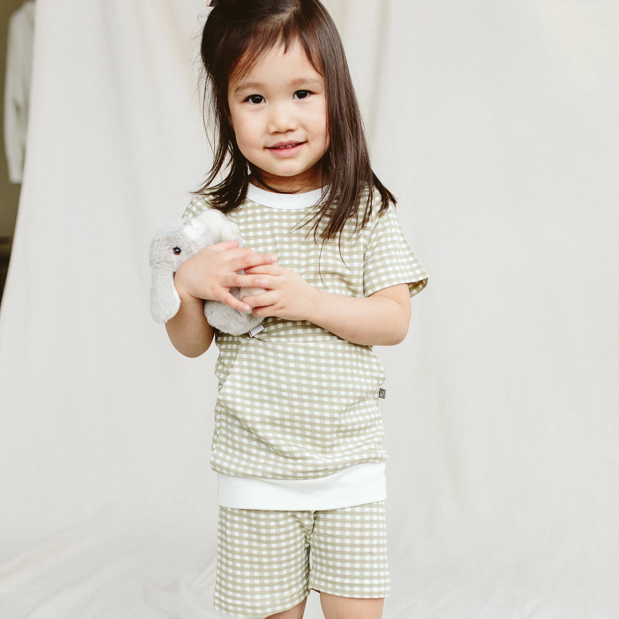 goumi Gingham Bamboo Organic Short Sleeve and Shorts Set