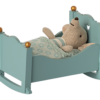 Maileg Baby Mouse Cradle in Blue