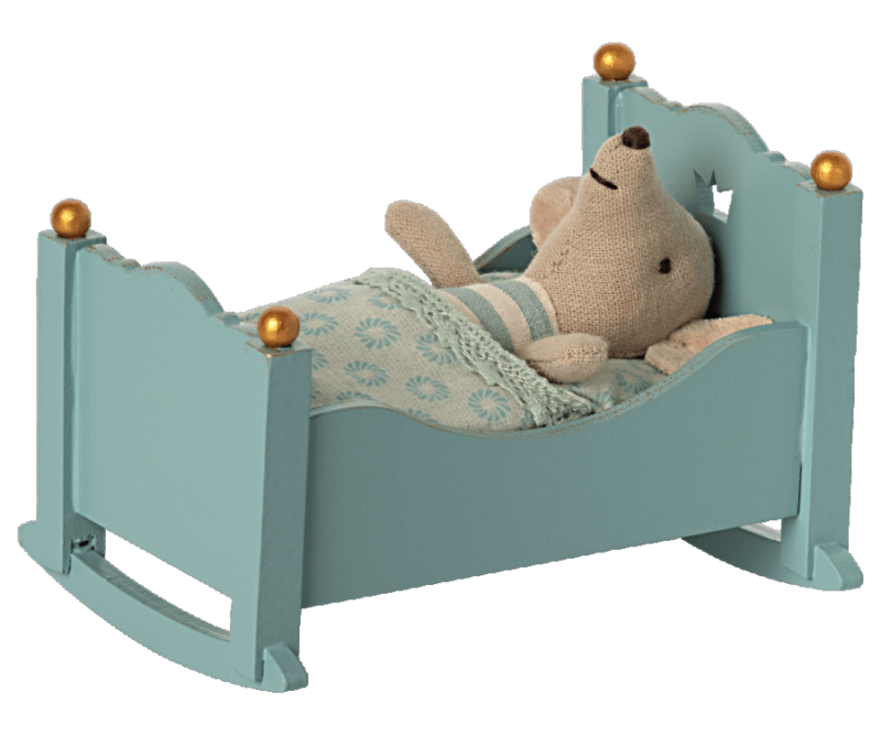 Maileg Baby Mouse Cradle in Blue