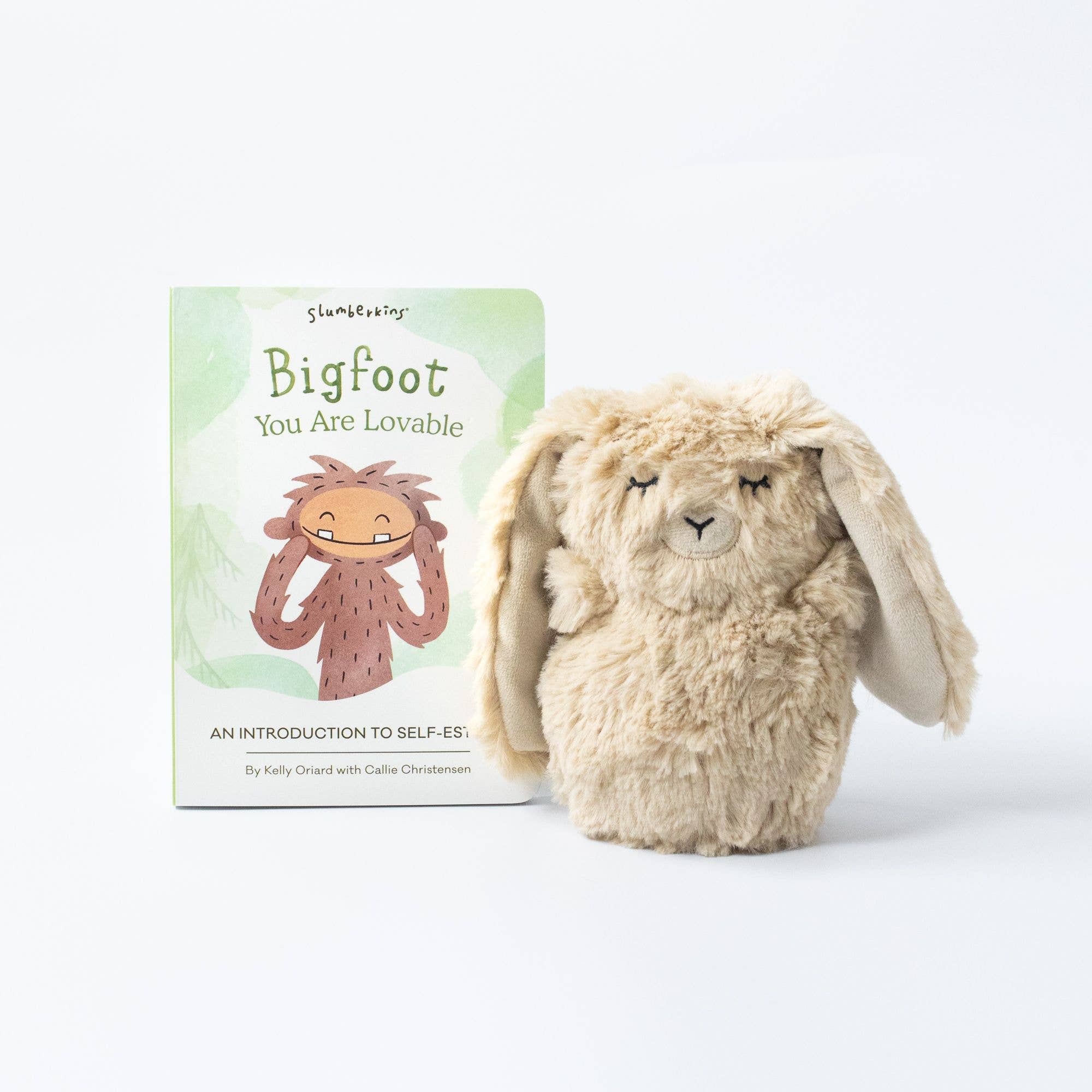 Slumberkins Tan Bunny Mini and Bigfoot Book Bundle