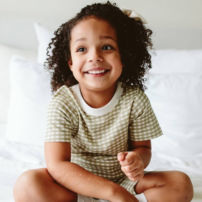 goumi Gingham Bamboo Organic Short Sleeve and Shorts Set