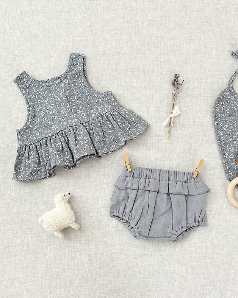 Quincy Mae Indigo Sleeveless Peplum Set Quincy Mae Indigo Sleeveless Peplum Set