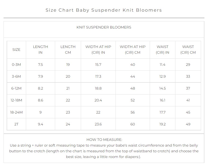 Womens Bloomer Size Chart Conversion