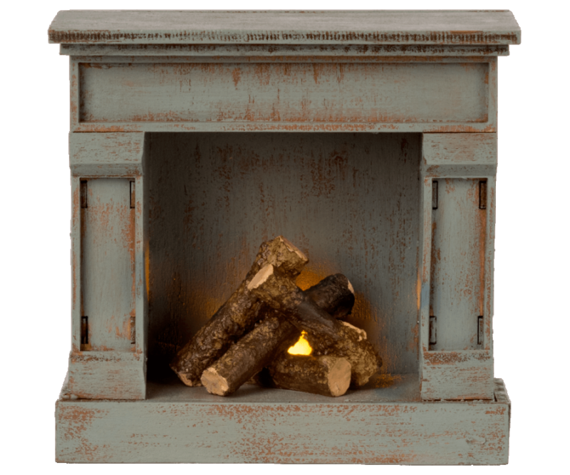 Maileg Fireplace in Vintage Blue