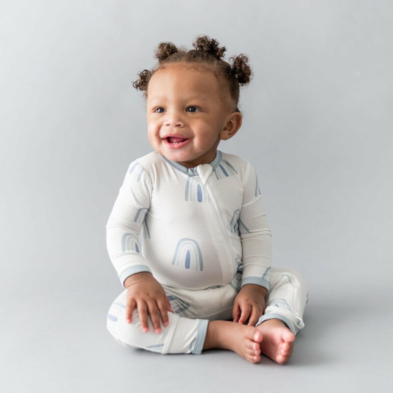 Kyte BABY Zippered Romper in Fog Rainbow