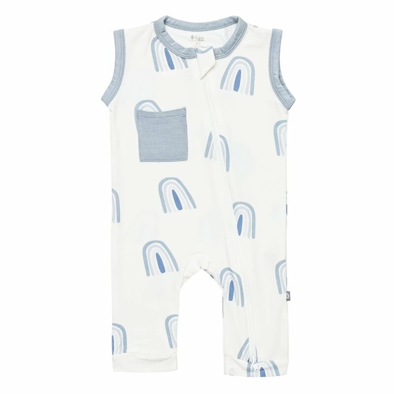 Kyte BABY Zippered Sleeveless Romper in Fog Rainbow