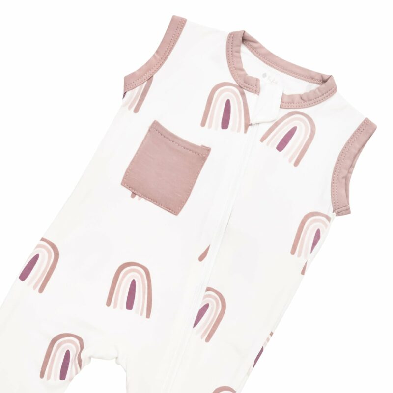 Kyte BABY Zippered Sleeveless Romper in Sunset Rainbow