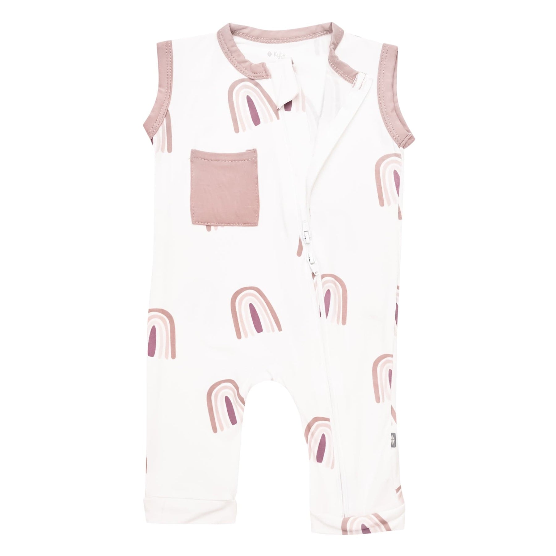 Kyte BABY Zippered Sleeveless Romper in Sunset Rainbow Blossom